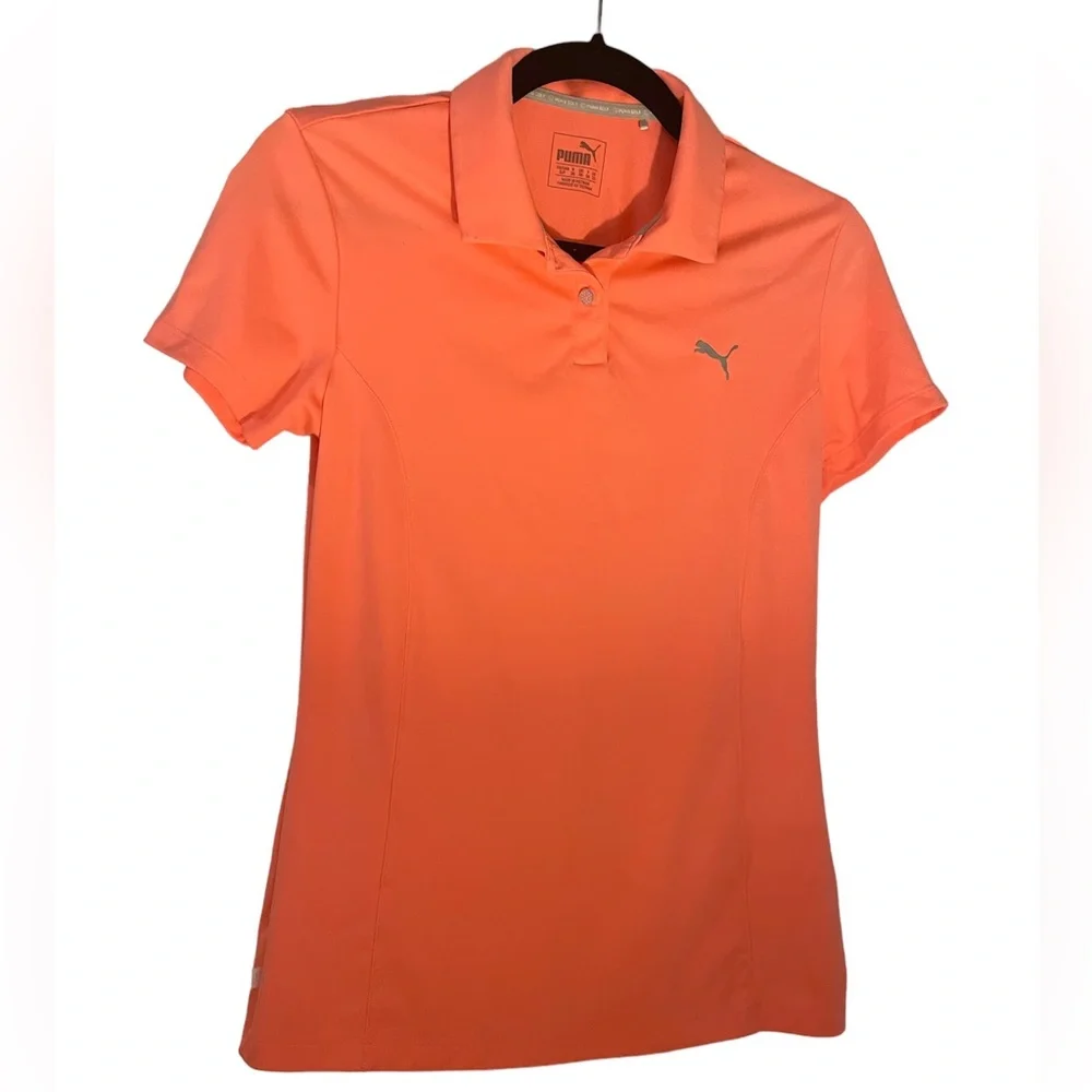Puma Golf Fitted Athletic Polo Bright Orange Color Size S - Picture 1 of 4